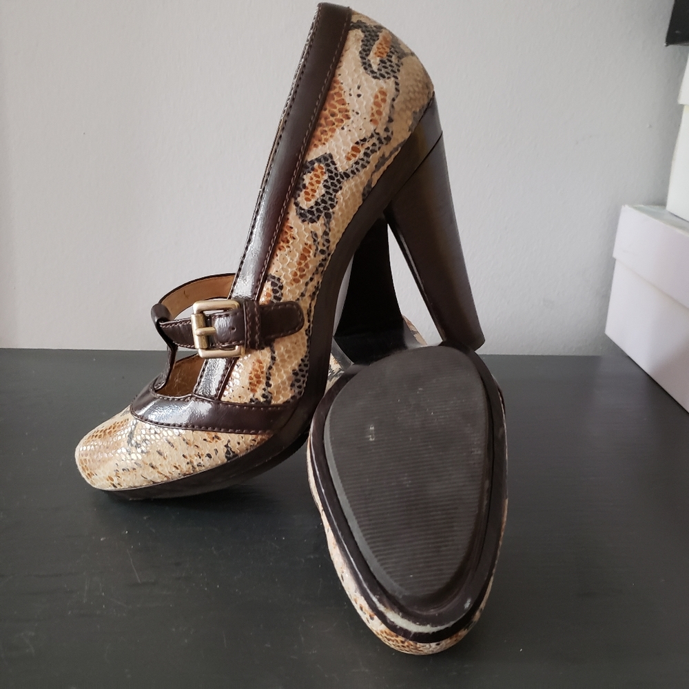 Michael Kors python print brown heels